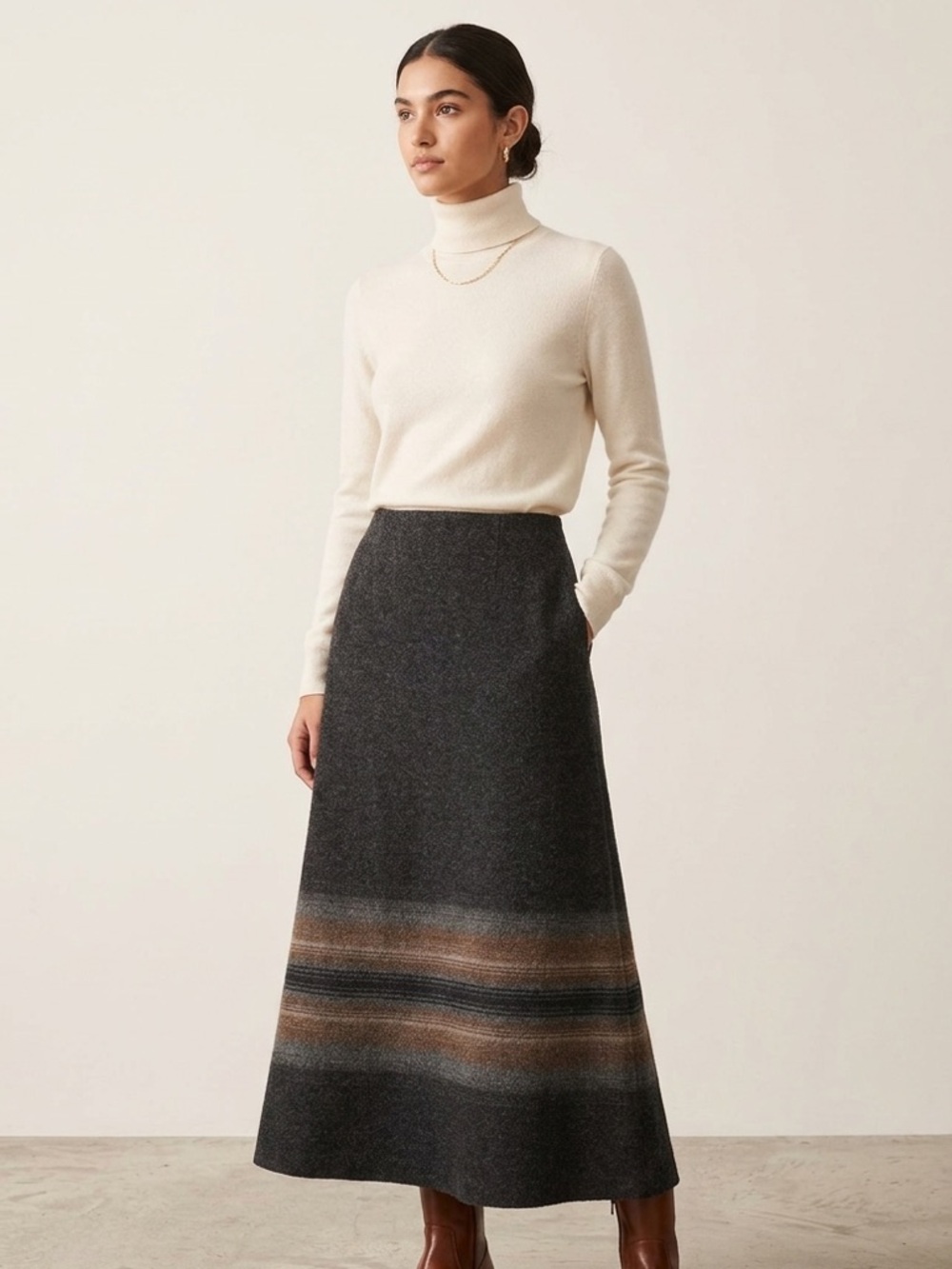 Cabela’s Women’s Size 14 100% Virgin Wool Gray Midi A-Line Skirt